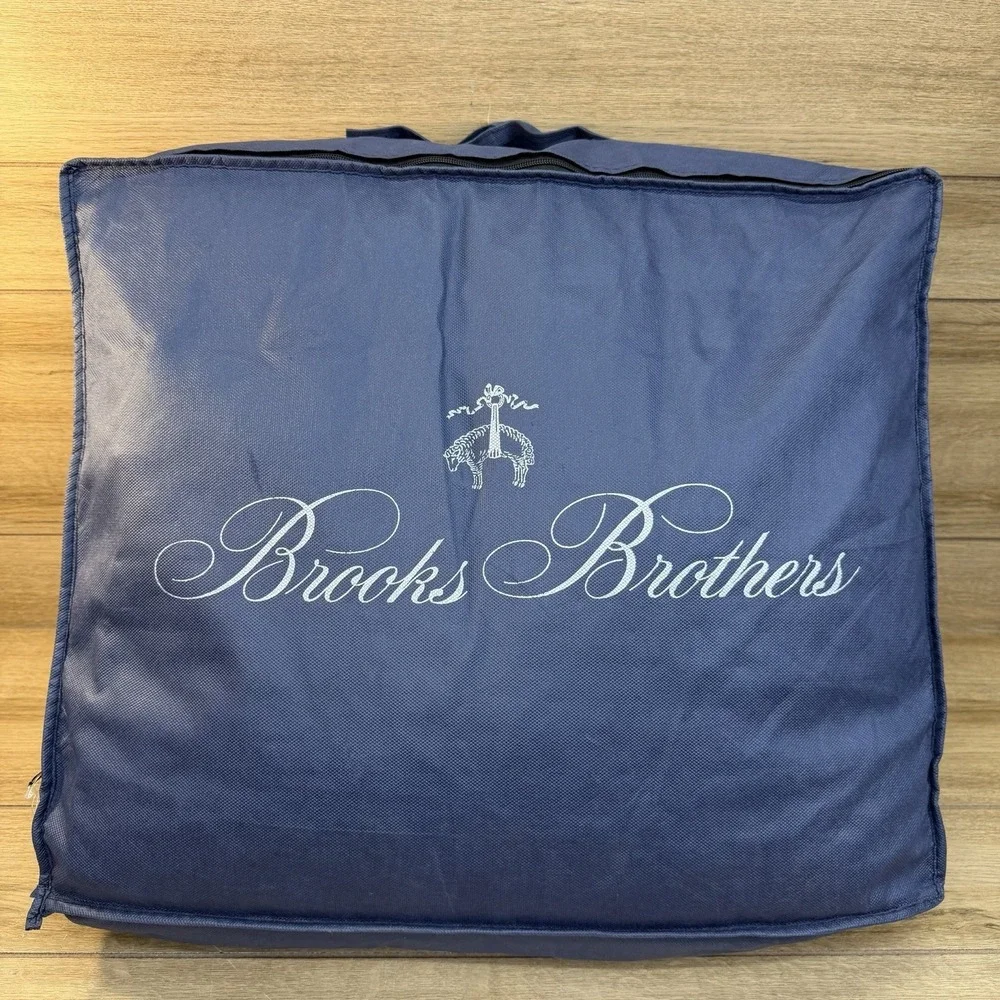 BROOKS BROTHERS WHITE Cotton Luxury European Goose Down/Feather QUEEN Comforter